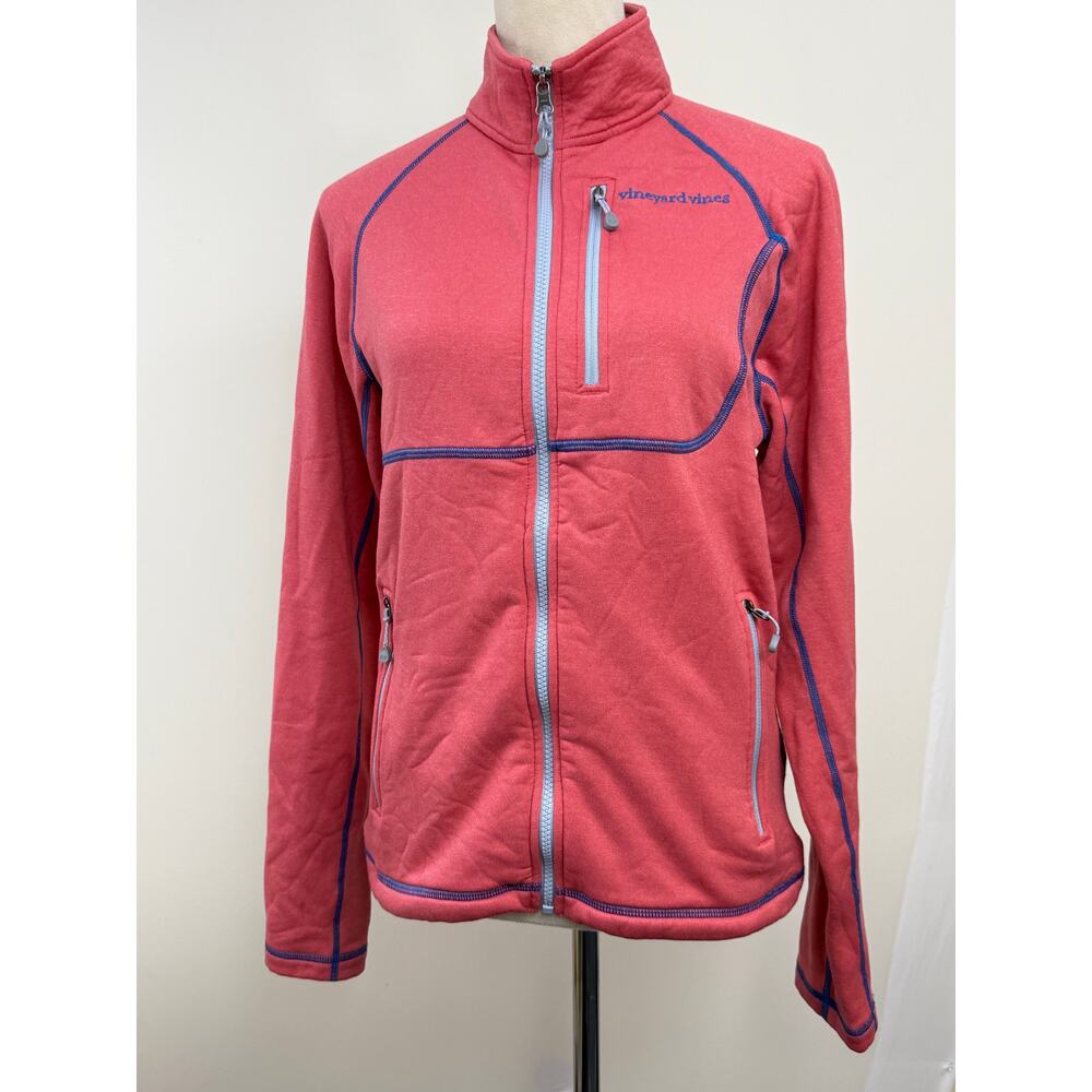 Vineyard Vines Women’s XS Poppy Pink Stretch Full-Zip Fleece Jacket Coastal